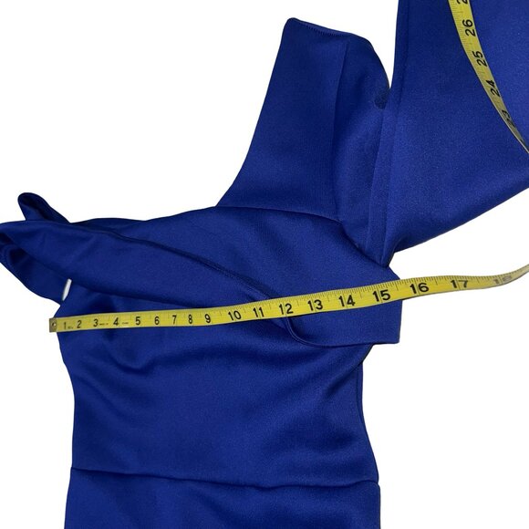 ASOS Unique Royal Blue Midi Dress One Long Sleeve/Over The Shoulder Sz 6 NWT - Picture 6 of 10